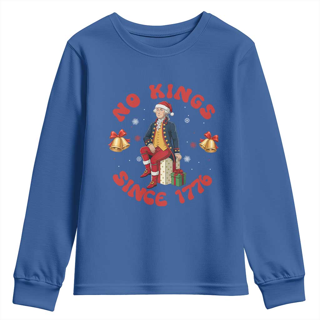 George Washington No Kings Since 1776 Youth Sweatshirt Christmas Gift Idea TS12 Royal Blue Print Your Wear