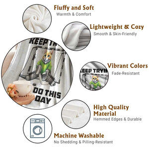 Keep Trying I Can Do This All Day Throw Blanket Funny Hockey Goalie Cat Gift TS12 Print Your Wear