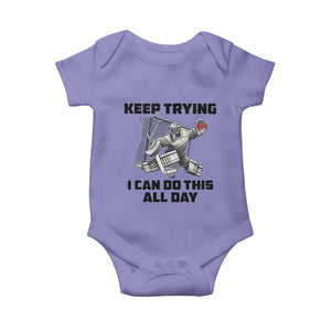 Keep Trying I Can Do This All Day Baby Onesie Funny Goalie Hockey Player Gift TS12 Violet Print Your Wear