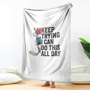 Keep Trying I Can Do This All Day Throw Blanket Ice Hockey Helmet Christmas Gift TS12 Print Your Wear