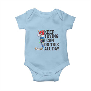 Keep Trying I Can Do This All Day Baby Onesie Ice Hockey Helmet Christmas Gift TS12 Light Blue Print Your Wear