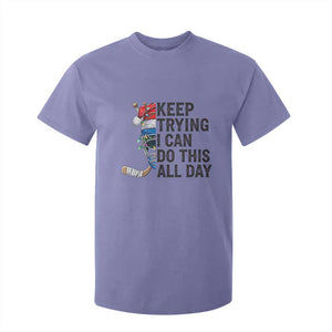Keep Trying I Can Do This All Day T Shirt For Kid Ice Hockey Helmet Christmas Gift TS12 Violet Print Your Wear