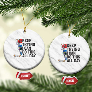 Keep Trying I Can Do This All Day Ceramic Ornament Ice Hockey Helmet Christmas Gift TS12 1pc White Marble Print Your Wear