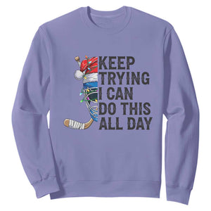 Keep Trying I Can Do This All Day Sweatshirt Ice Hockey Helmet Christmas Gift TS12 Violet Print Your Wear