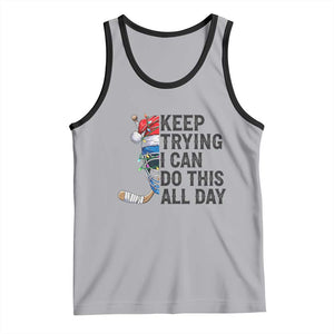 Keep Trying I Can Do This All Day Tank Top Ice Hockey Helmet Christmas Gift TS12 Athletic Heather Black Print Your Wear