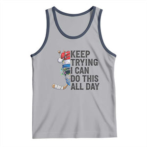 Keep Trying I Can Do This All Day Tank Top Ice Hockey Helmet Christmas Gift TS12 Athletic Heather Navy Print Your Wear
