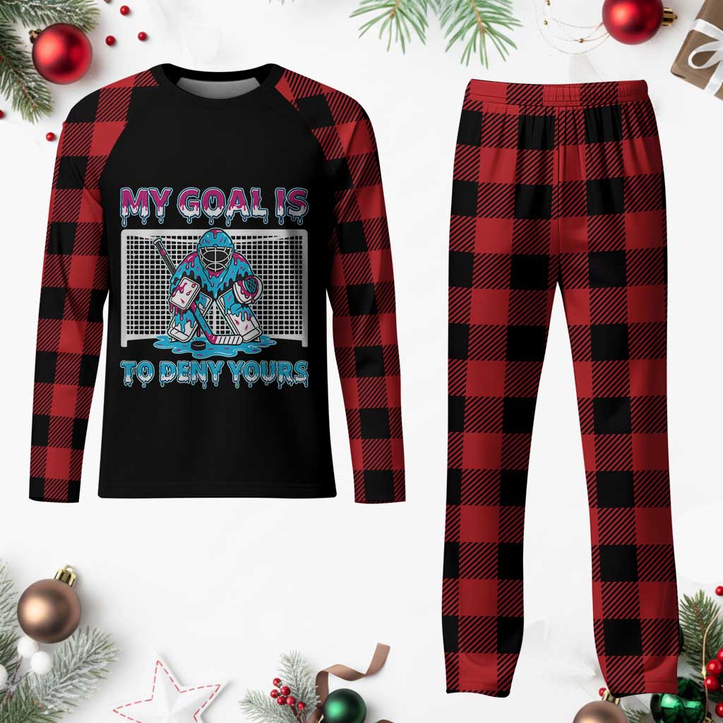 My Goal Is To Deny Yours Plaid Pajama Set Goalie Hockey Drip Art Gift TS12 Buffalo Plaid Print Your Wear