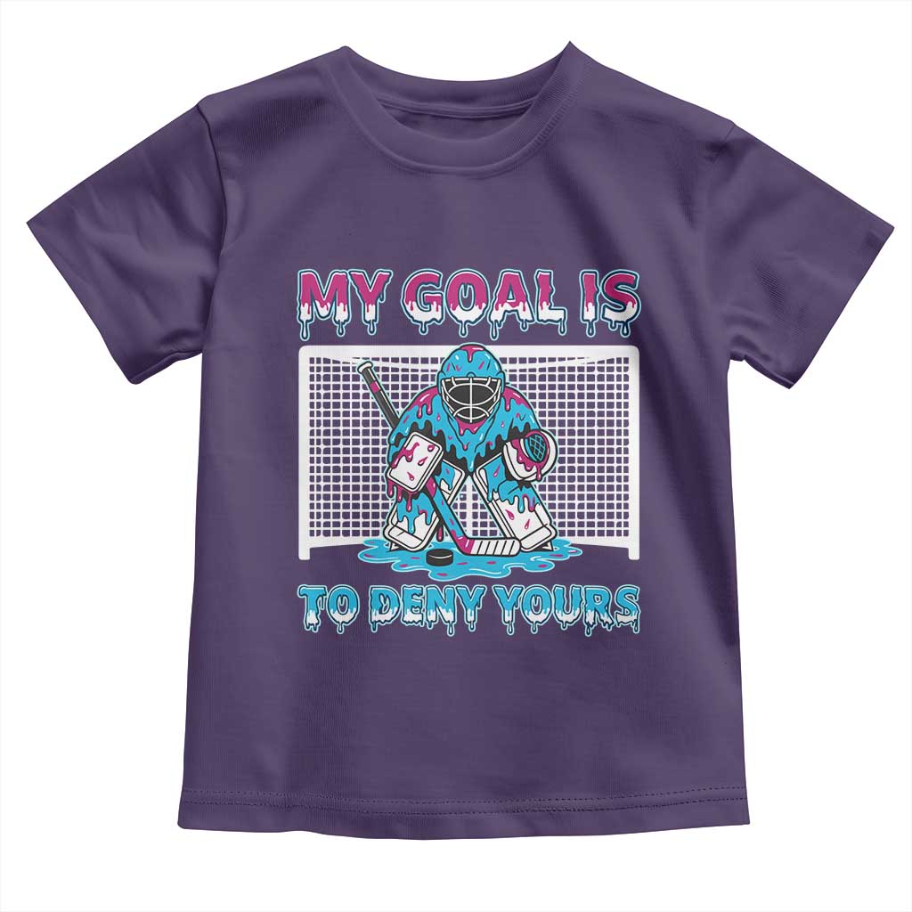 My Goal Is To Deny Yours Toddler T Shirt Goalie Hockey Drip Art Gift TS12 Purple Print Your Wear
