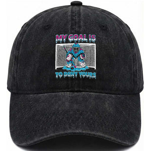 My Goal Is To Deny Yours Washed Cotton Baseball Cap Goalie Hockey Drip Art Gift TS12 Print Your Wear
