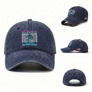My Goal Is To Deny Yours Washed Cotton Baseball Cap Goalie Hockey Drip Art Gift TS12 Washed Cap Universal Fit Navy Print Your Wear