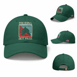 Ice Hockey Goalie Vintage Retro Gift Baseball Cap You Shall Not Pass TS12 Baseball Cap Universal Fit Irish Green Print Your Wear