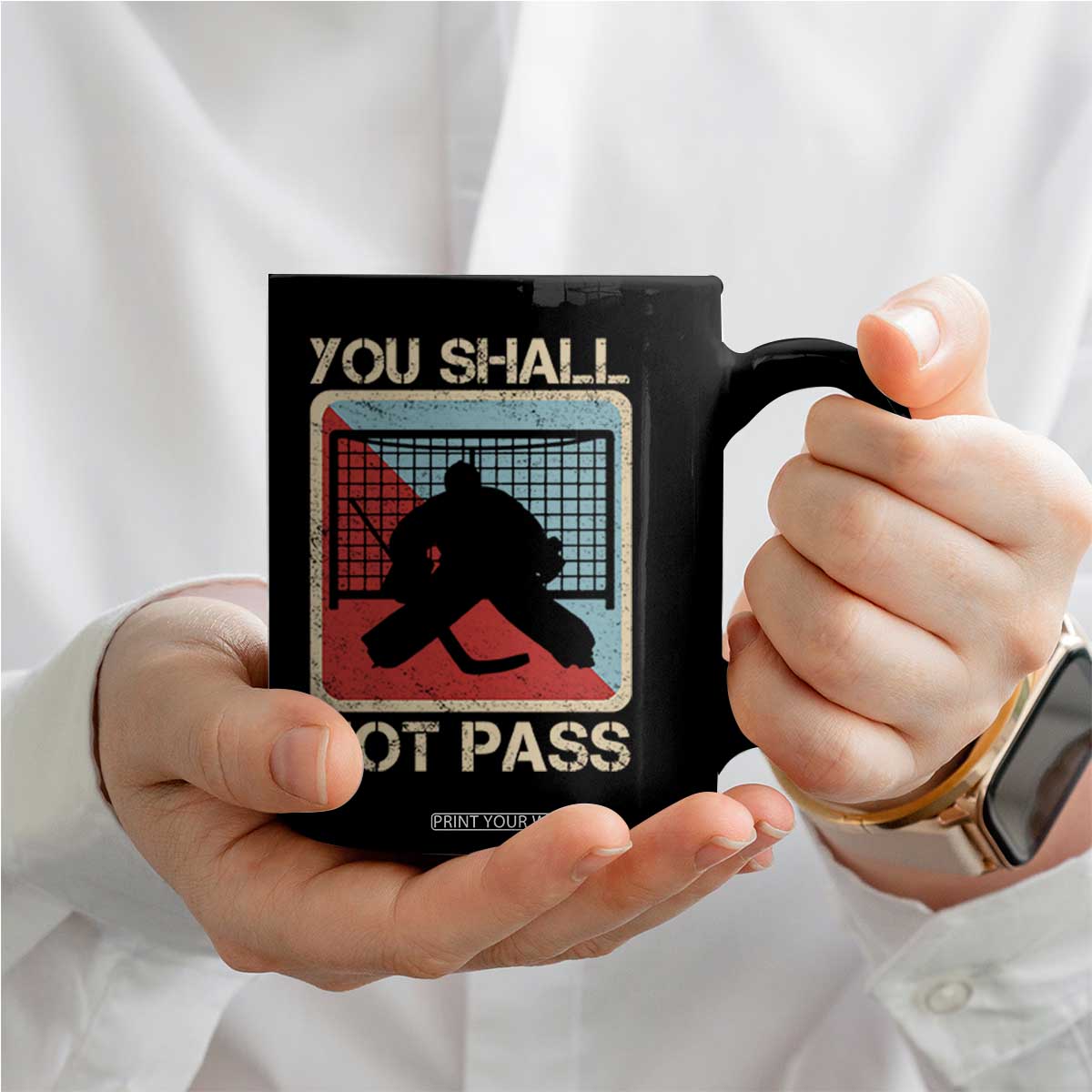 Ice Hockey Goalie Vintage Retro Gift Coffee Mug You Shall Not Pass TS12 Print Your Wear