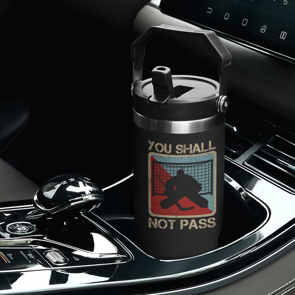 Ice Hockey Goalie Vintage Retro Gift Flip Straw Tumbler You Shall Not Pass TS12 Print Your Wear