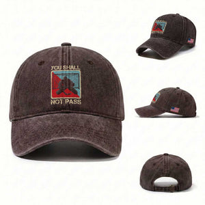 Ice Hockey Goalie Vintage Retro Gift Washed Cotton Baseball Cap You Shall Not Pass TS12 Washed Cap Universal Fit Dark Brown Print Your Wear