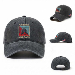 Ice Hockey Goalie Vintage Retro Gift Washed Cotton Baseball Cap You Shall Not Pass TS12 Washed Cap Universal Fit Dark Gray Print Your Wear