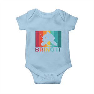 Vintage Ice Hockey Goalie Baby Onesie Bring It Quote Gift For Fan TS12 Light Blue Print Your Wear