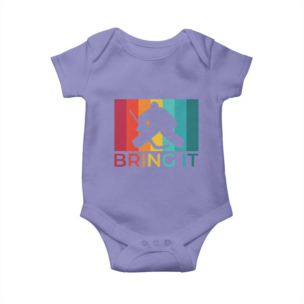 Vintage Ice Hockey Goalie Baby Onesie Bring It Quote Gift For Fan TS12 Violet Print Your Wear