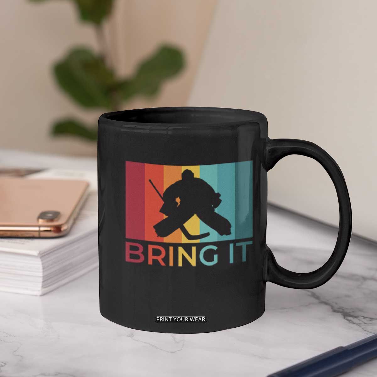 Vintage Ice Hockey Goalie Coffee Mug Bring It Quote Gift For Fan TS12 Print Your Wear