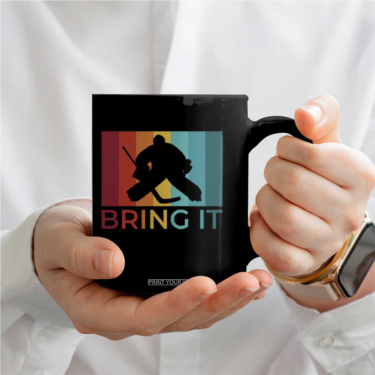 Vintage Ice Hockey Goalie Coffee Mug Bring It Quote Gift For Fan TS12 Print Your Wear