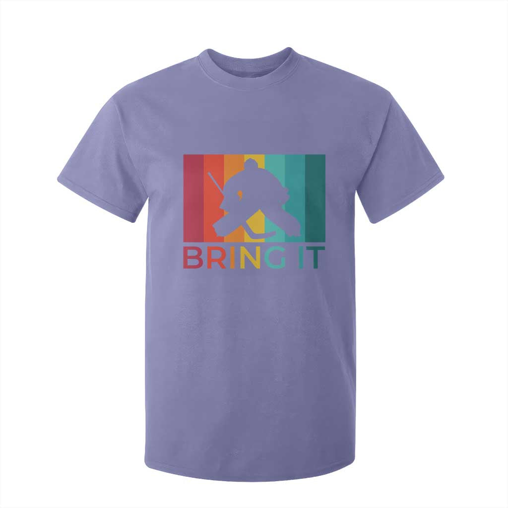 Vintage Ice Hockey Goalie T Shirt For Kid Bring It Quote Gift For Fan TS12 Violet Print Your Wear
