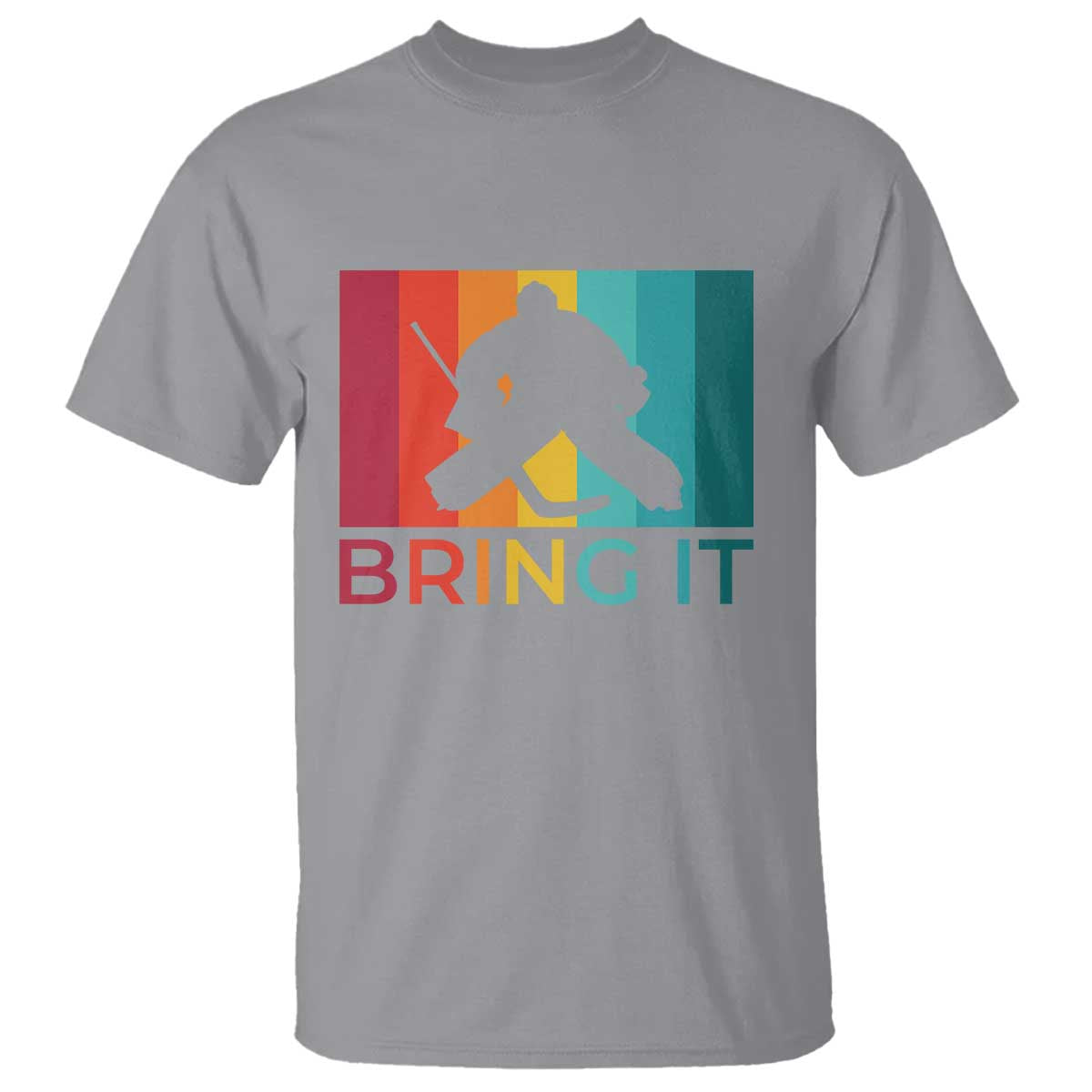 Vintage Ice Hockey Goalie T Shirt Bring It Quote Gift For Fan TS12 Sport Gray Print Your Wear