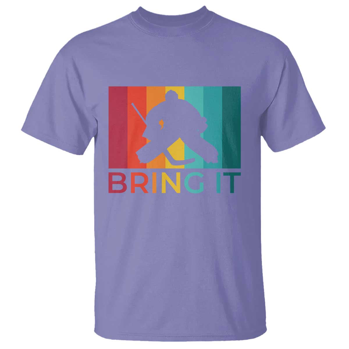 Vintage Ice Hockey Goalie T Shirt Bring It Quote Gift For Fan TS12 Violet Print Your Wear