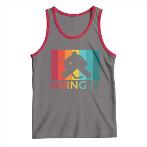 Vintage Ice Hockey Goalie Tank Top Bring It Quote Gift For Fan TS12 Deep Heather Red Print Your Wear