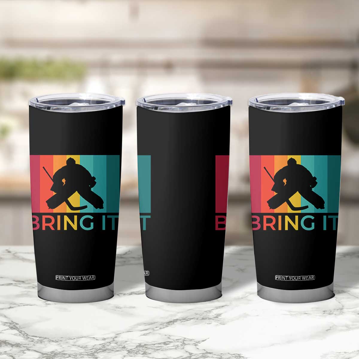 Vintage Ice Hockey Goalie Tumbler Cup Bring It Quote Gift For Fan TS12 Print Your Wear