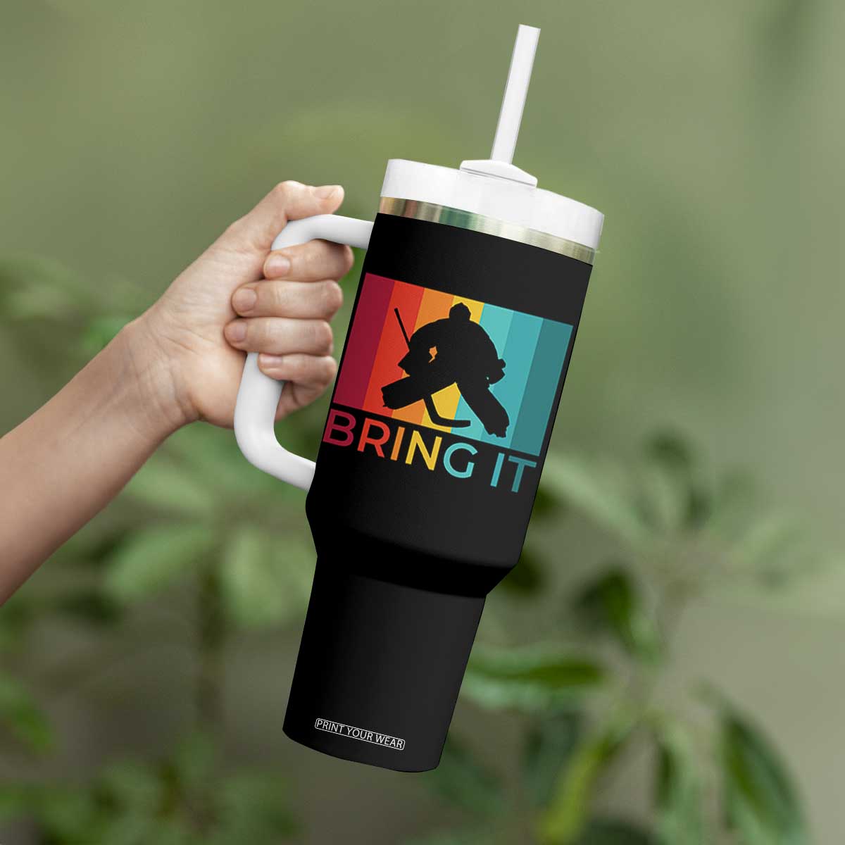 Vintage Ice Hockey Goalie Tumbler With Handle Bring It Quote Gift For Fan TS12 Print Your Wear