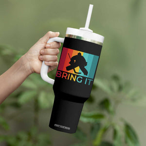 Vintage Ice Hockey Goalie Tumbler With Handle Bring It Quote Gift For Fan TS12 Print Your Wear