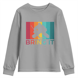 Vintage Ice Hockey Goalie Youth Sweatshirt Bring It Quote Gift For Fan TS12 Sport Gray Print Your Wear