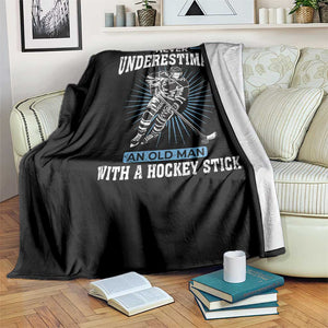 Never Underestimate An Old Man With A Hockey Stick Throw Blanket Ice Hockey Gift TS12 Print Your Wear