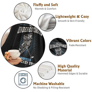 Never Underestimate An Old Man With A Hockey Stick Throw Blanket Ice Hockey Gift TS12 Print Your Wear