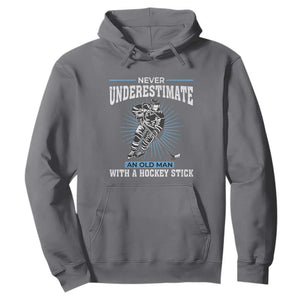 Never Underestimate An Old Man With A Hockey Stick Hoodie Ice Hockey Gift TS12 Charcoal Print Your Wear