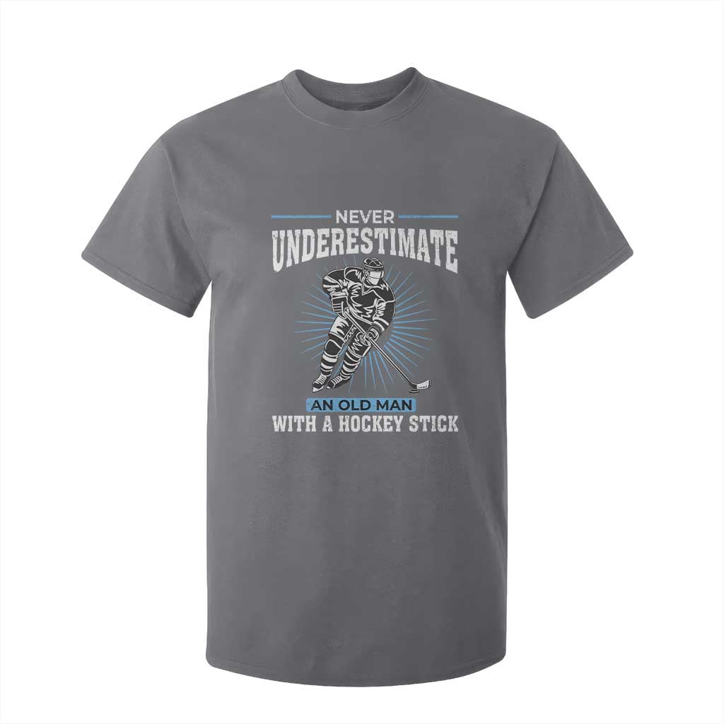Never Underestimate An Old Man With A Hockey Stick T Shirt For Kid Ice Hockey Gift TS12 Charcoal Print Your Wear