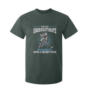 Never Underestimate An Old Man With A Hockey Stick T Shirt For Kid Ice Hockey Gift TS12 Dark Forest Green Print Your Wear