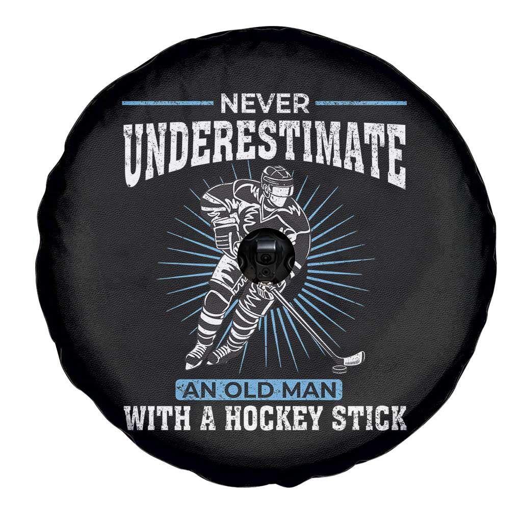Never Underestimate An Old Man With A Hockey Stick Spare Tire Cover Ice Hockey Gift TS12 Print Your Wear