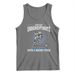 Never Underestimate An Old Man With A Hockey Stick Tank Top Ice Hockey Gift TS12 Black Heather Print Your Wear