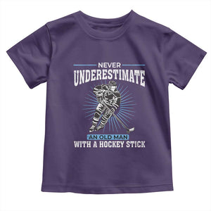 Never Underestimate An Old Man With A Hockey Stick Toddler T Shirt Ice Hockey Gift TS12 Purple Print Your Wear