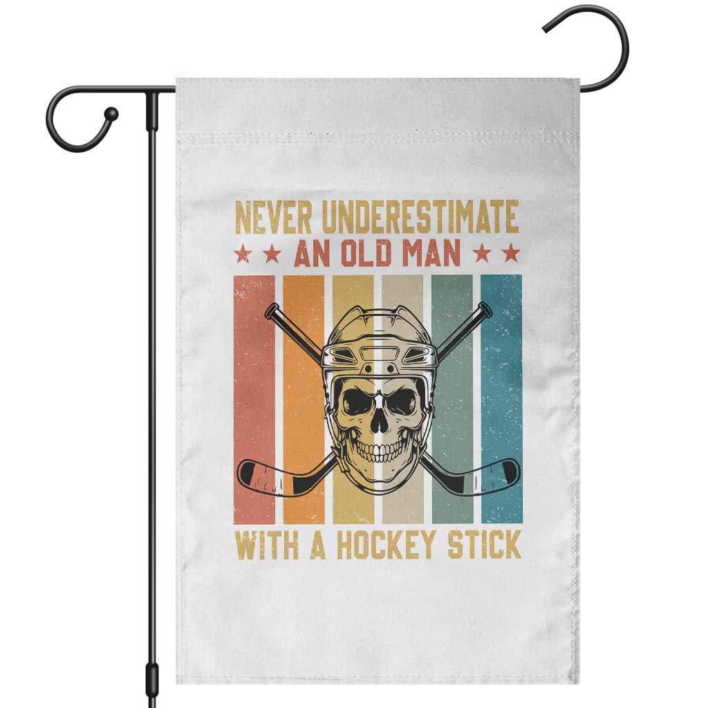 Retro Ice Hockey Player Garden Flag Funny Never Underestimate An Old Man TS12 White Print Your Wear
