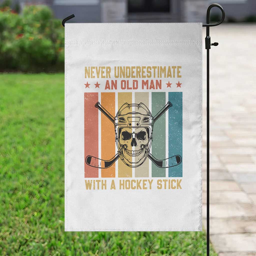 Retro Ice Hockey Player Garden Flag Funny Never Underestimate An Old Man TS12 Print Your Wear