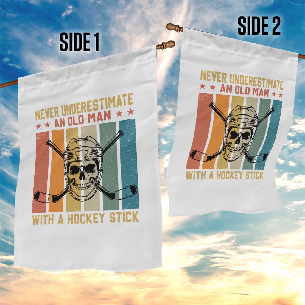 Retro Ice Hockey Player Garden Flag Funny Never Underestimate An Old Man TS12 Print Your Wear