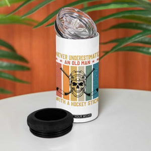 Retro Ice Hockey Player 4 in 1 Can Cooler Tumbler Funny Never Underestimate An Old Man TS12 Print Your Wear