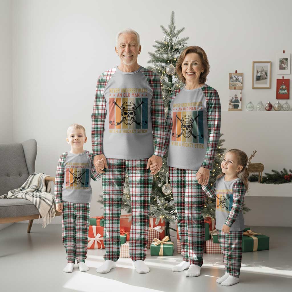 Retro Ice Hockey Player Plaid Pajama Set Funny Never Underestimate An Old Man TS12 Christmas Plaid Print Your Wear