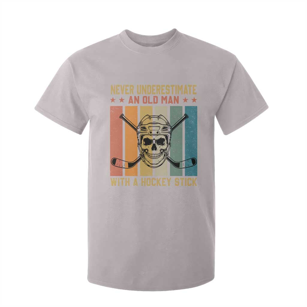 Retro Ice Hockey Player T Shirt For Kid Funny Never Underestimate An Old Man TS12 Ice Gray Print Your Wear