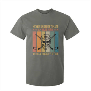 Retro Ice Hockey Player T Shirt For Kid Funny Never Underestimate An Old Man TS12 Military Green Print Your Wear