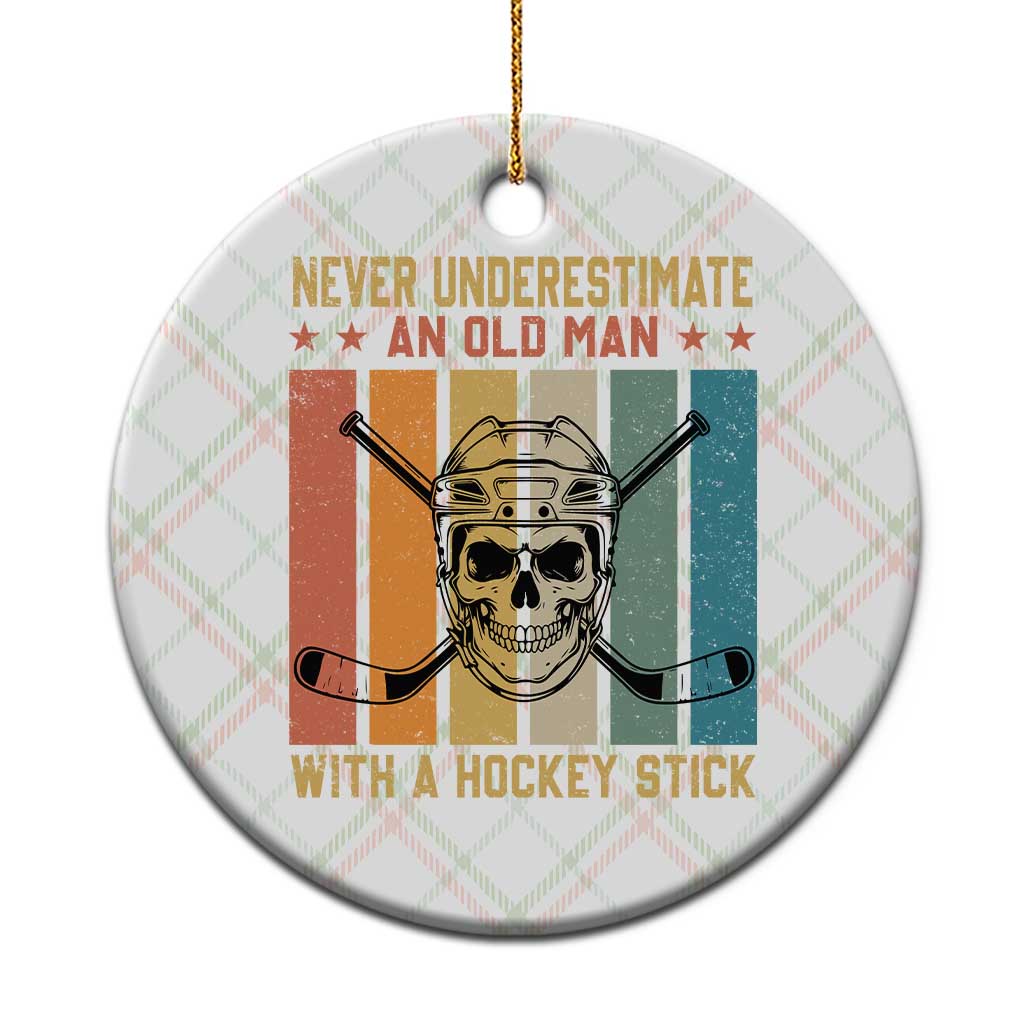 Retro Ice Hockey Player Ceramic Ornament Funny Never Underestimate An Old Man TS12 1pc Christmas Plaid Print Your Wear