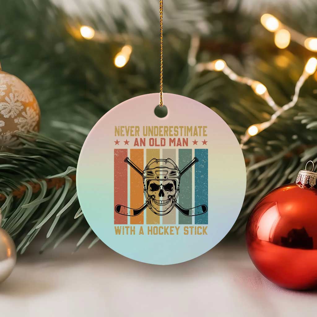 Retro Ice Hockey Player Ceramic Ornament Funny Never Underestimate An Old Man TS12 1pc Pastel Print Your Wear