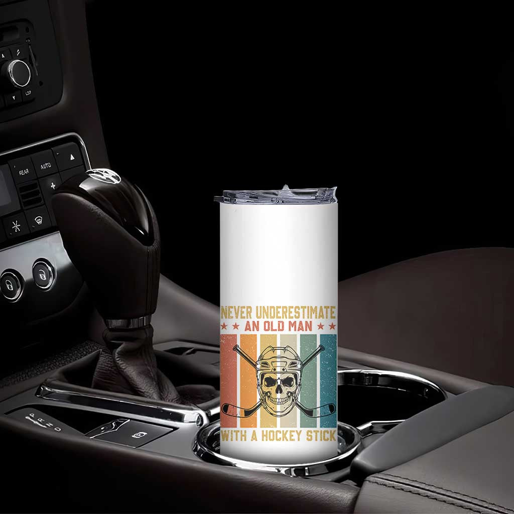 Retro Ice Hockey Player Skinny Tumbler Funny Never Underestimate An Old Man TS12 Print Your Wear