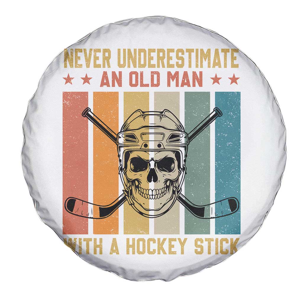 Retro Ice Hockey Player Spare Tire Cover Funny Never Underestimate An Old Man TS12 Print Your Wear
